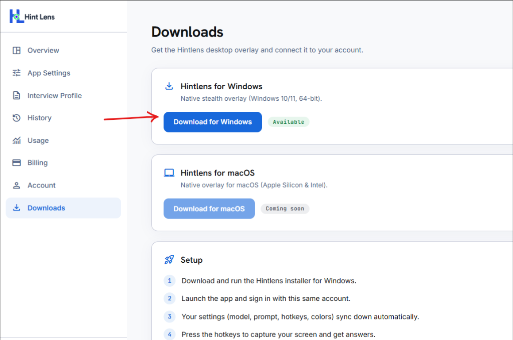 Downloads Tab